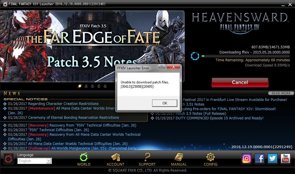 Ff14 unable to download patch